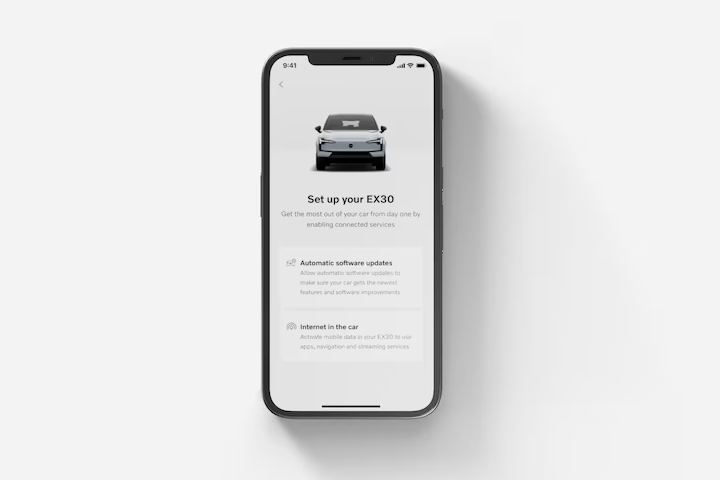 The Volvo EX30 app. image